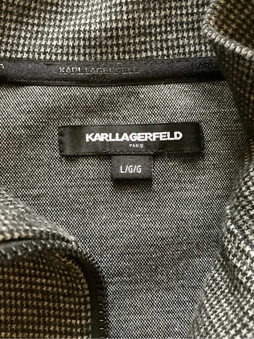 Karl Lagerfeld Men's Charcoal Gray Paris Full-Zip sweater track jacket